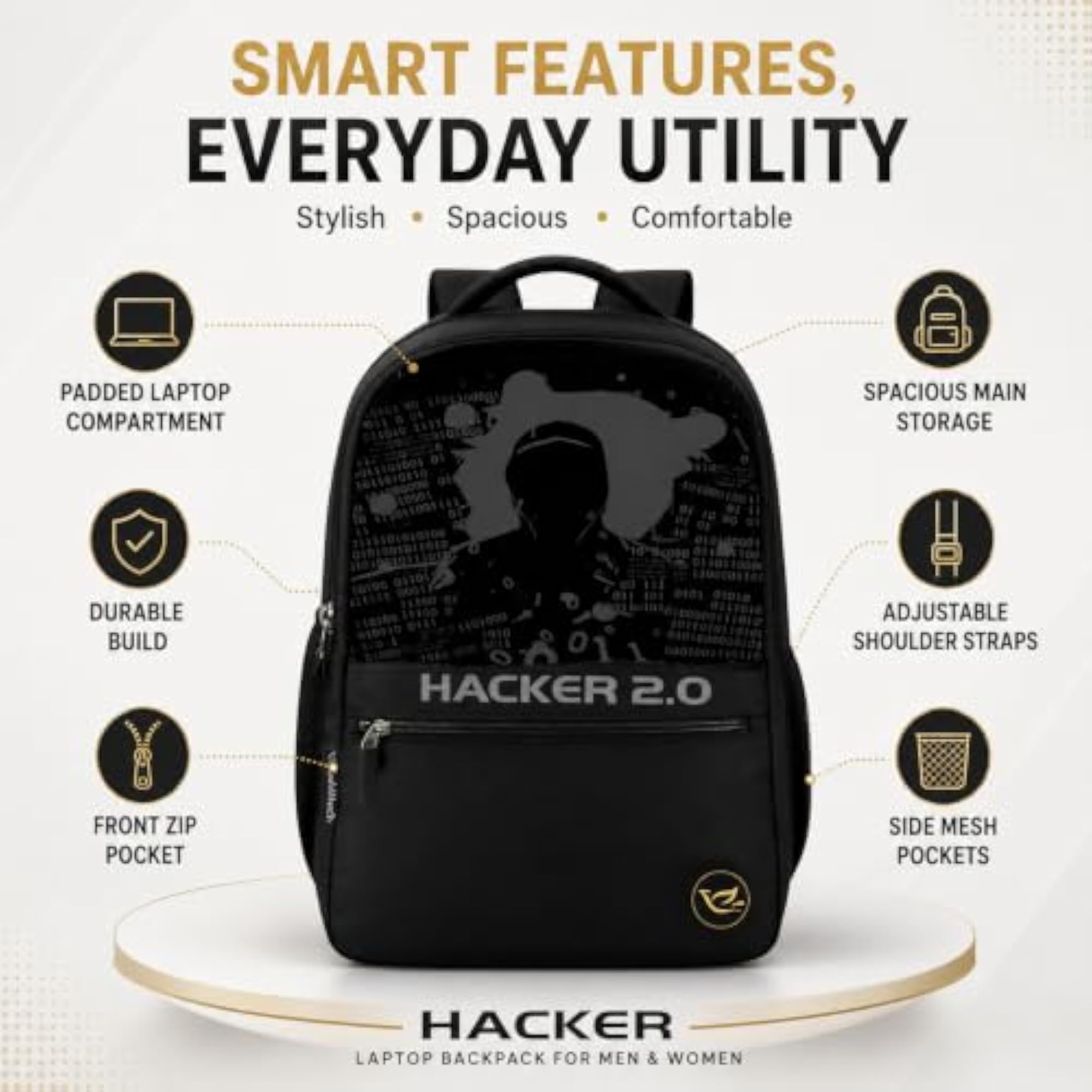 Stylish 2.0 Printed Laptop Backpack for Men & Women